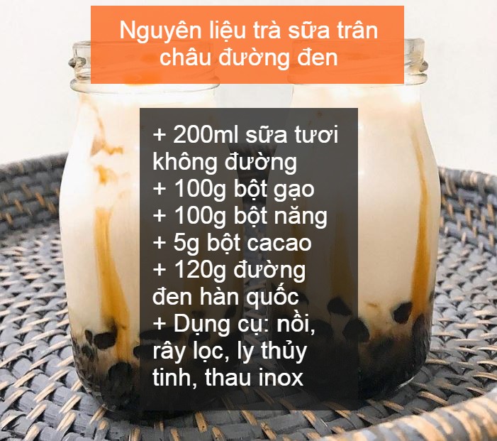 nguyên liệu trà sữa trân châu đường đen