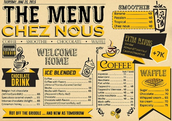 100 mẫu menu quán cafe đẹp tạo ấn tượng với khách hàng