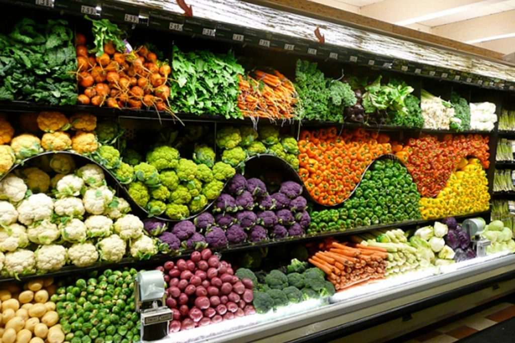Tủ mát siêu thị trưng bày rau củ quả
