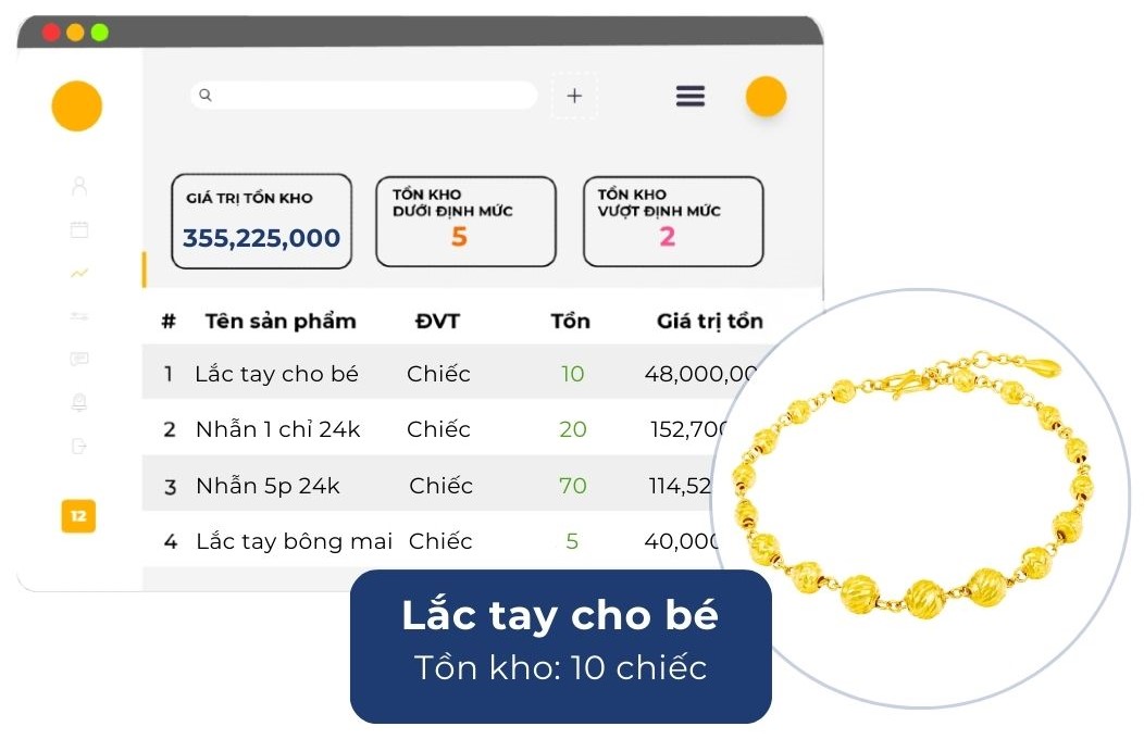 Quản lý tồn kho tiệm vàng