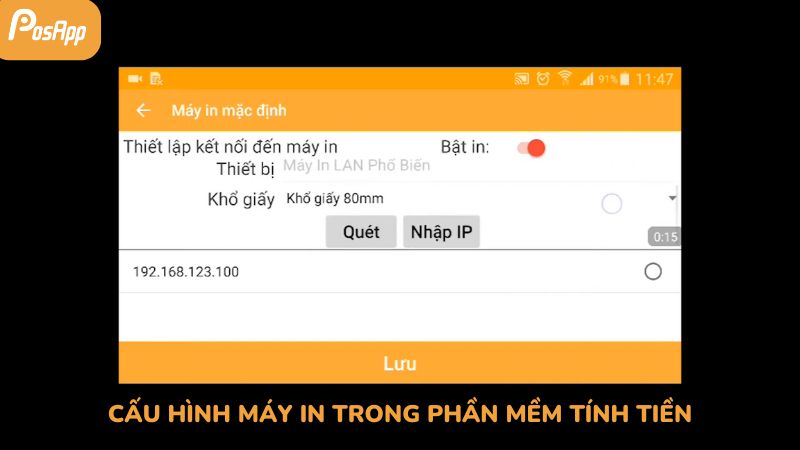 Cấu hình máy in trong phần mềm tính tiền