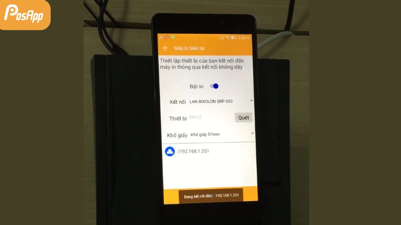 Kết nối máy in hóa đơn với PosApp qua mạng LAN
