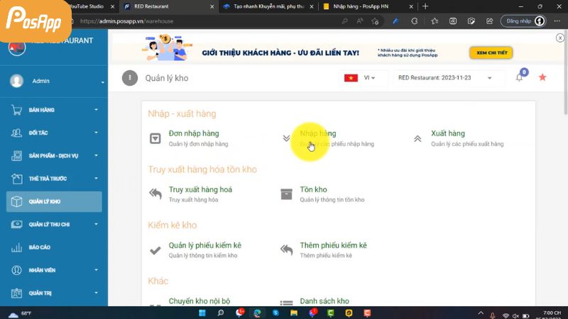Tính năng quản lý kho hàng trên phần mềm thu ngân