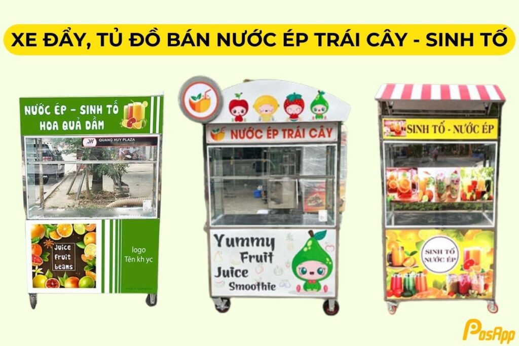 Xe đẩy, tủ đựng đồ bán nước ép trái cây - sinh tố