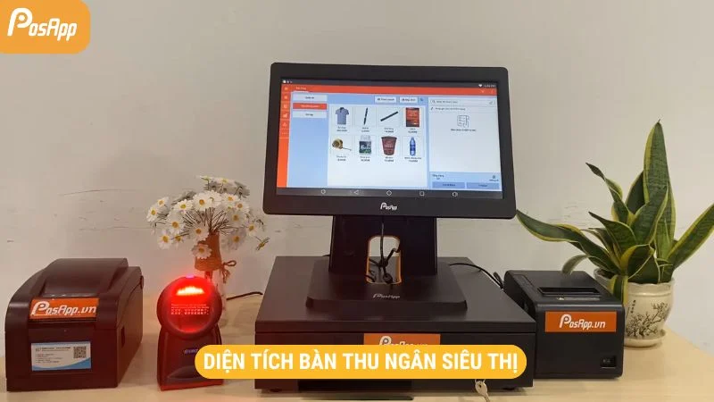 Diện tích bàn thu ngân siêu thị