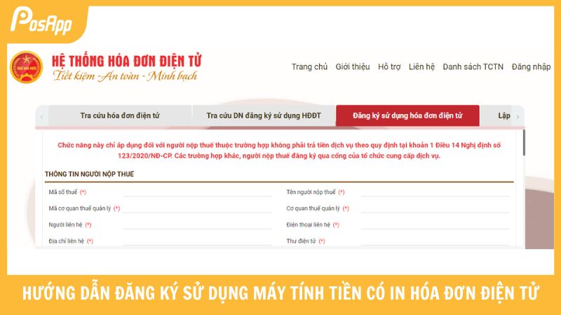 huong dan dang ky su dung may tinh tien co in hoa don dien tu