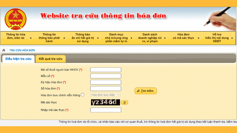 Cách 1: Tra cứu hoá đơn điện tử tổng cục thuế (cổng TTĐT)
