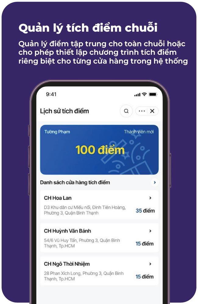 quản lý tích điểm chuỗi