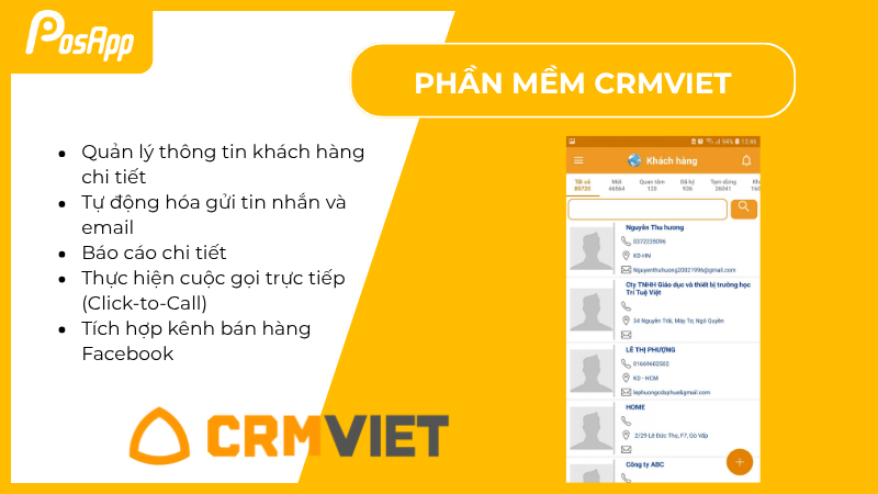Phần mềm CRMViet quản lý thông tin khách hàng