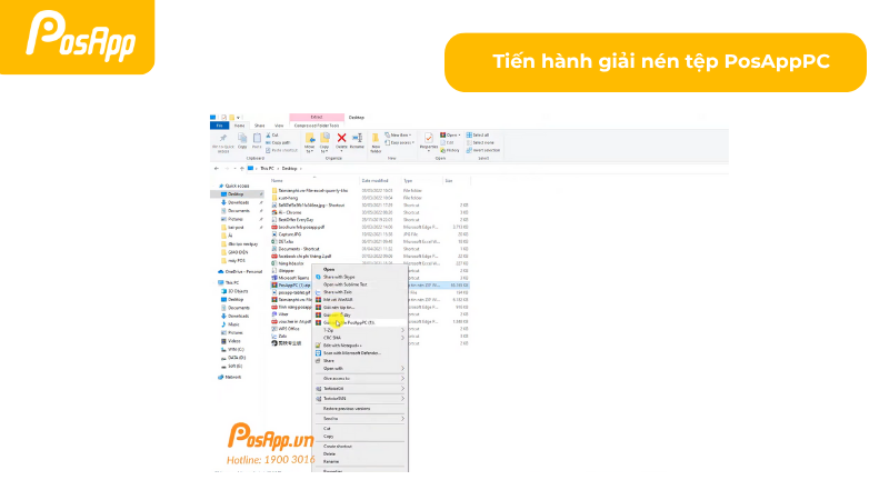 Tiến hành giải nén tệp PosApp PC