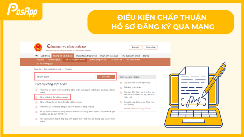 Điều kiện chấp nhận hồ sơ đăng ký qua mạng