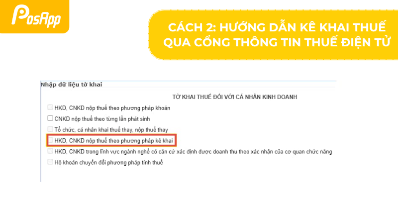 Nhập dữ liệu để kê khai thuế qua cổng thông tin thuế điện tử