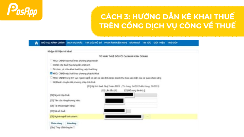 Hoàn tất kê khai thuế trên cổng Dịch vụ công