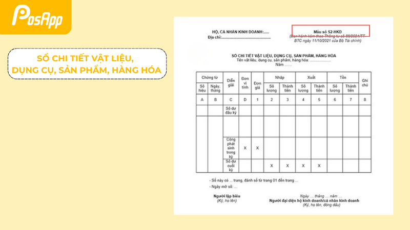 Sổ chi tiết vật liệu, dụng cụ, sản phẩm, hàng hóa