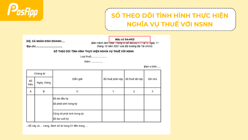 Sổ theo dõi tình hình thực hiện nghĩa vụ thuế với NSNN
