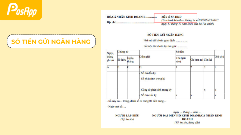 Sổ tiền gửi ngân hàng