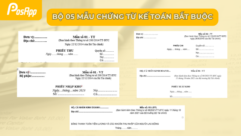 Bộ 05 mẫu chứng từ kế toán bắt buộc