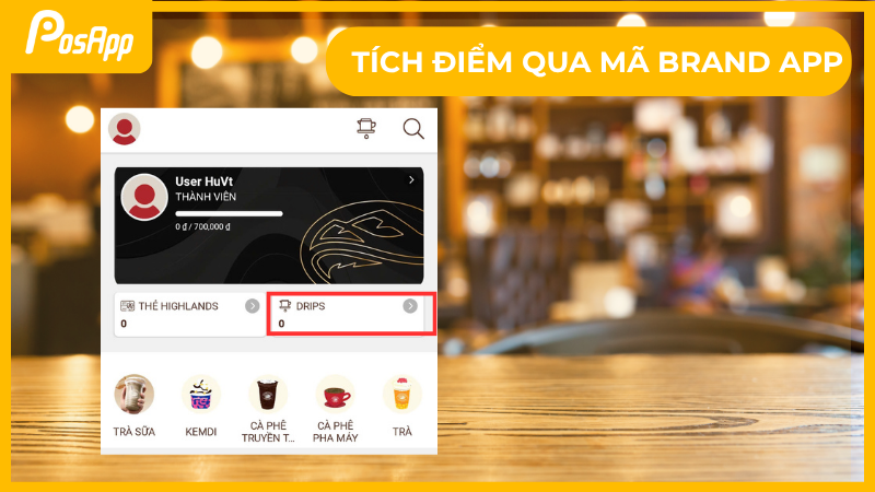 Tích điểm qua mã brand app