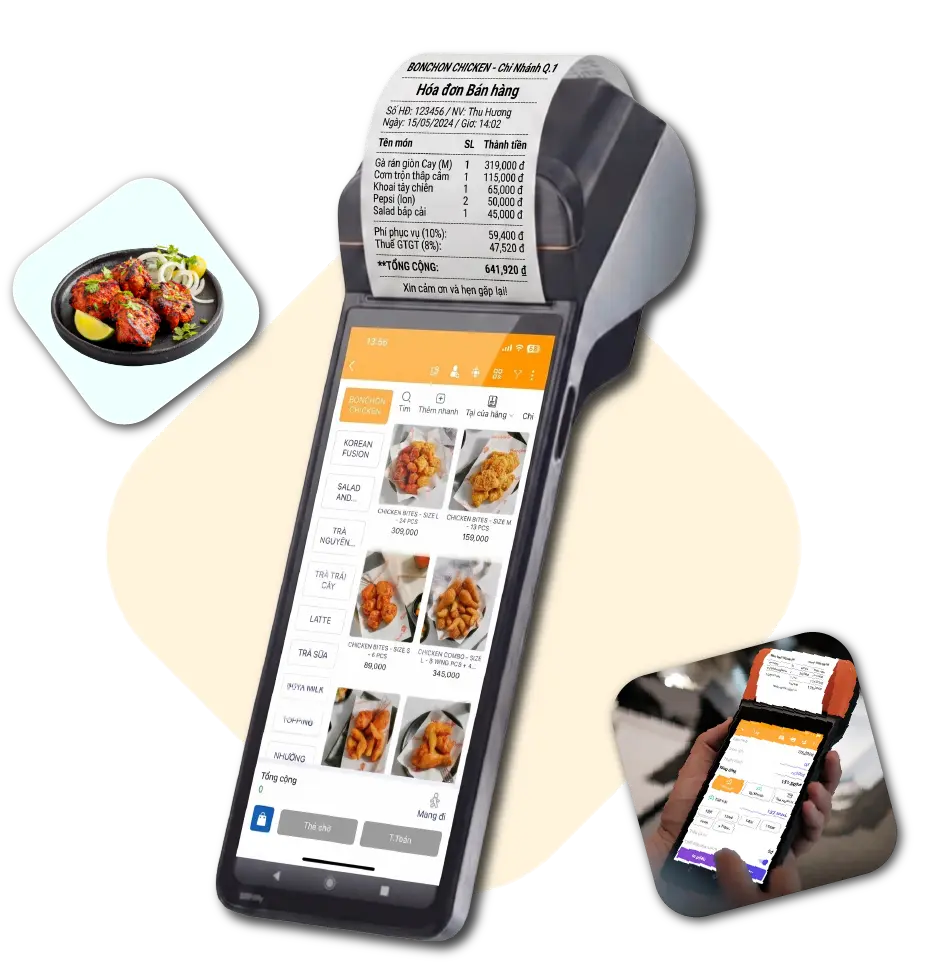 Máy POS bán hàng cầm tay PosApp tích hợp máy in bill