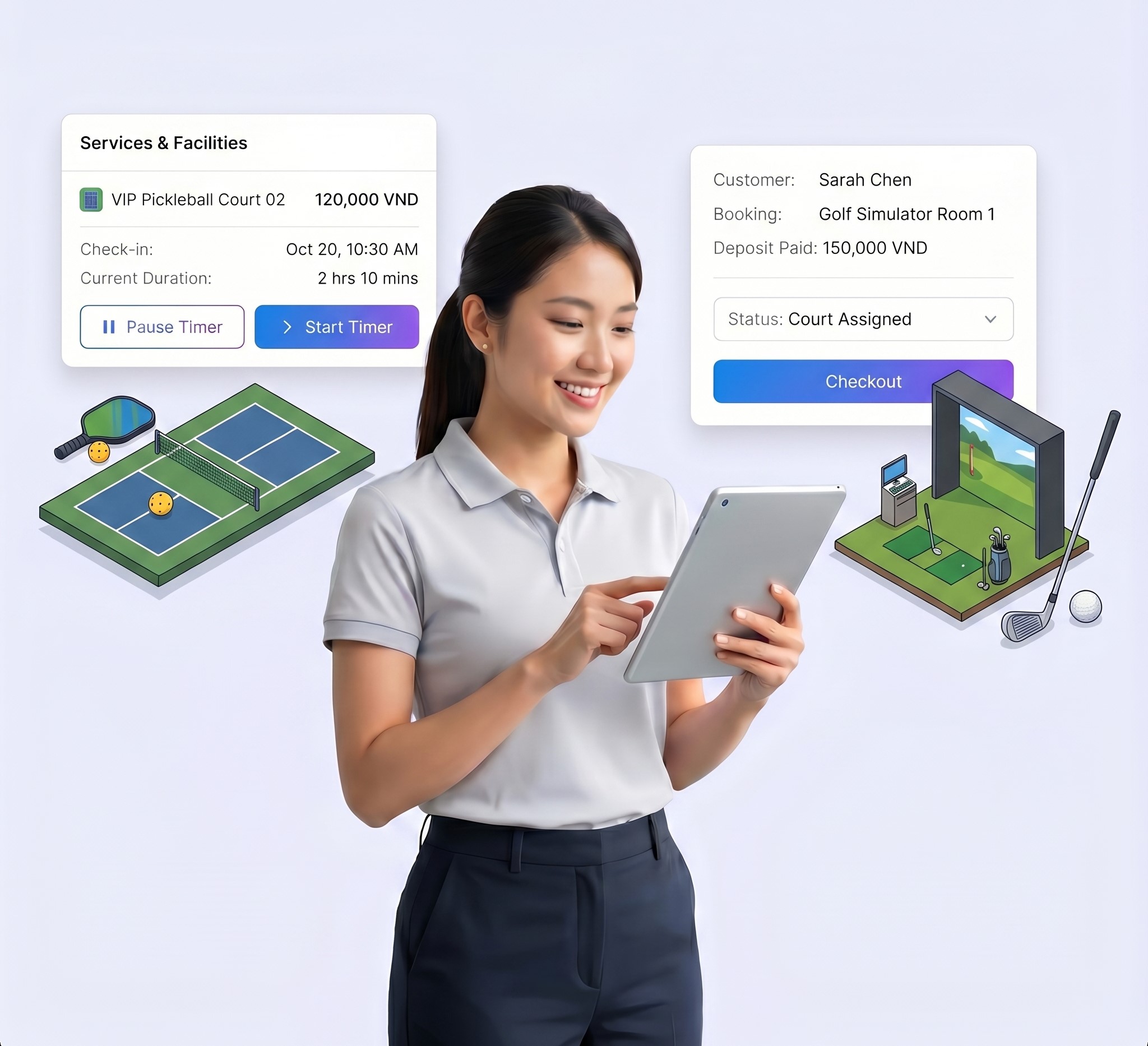 Billiards, Pickleball, and Golf Simulator POS System