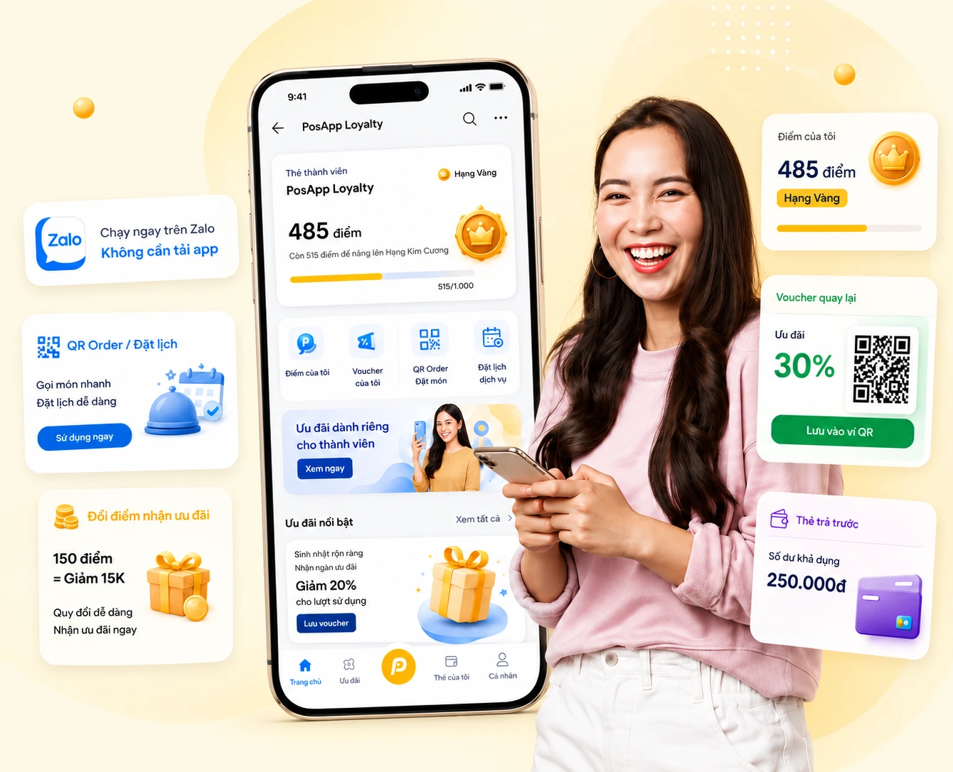 Phần mềm tích điểm khách hàng trên Zalo Mini App PosApp
