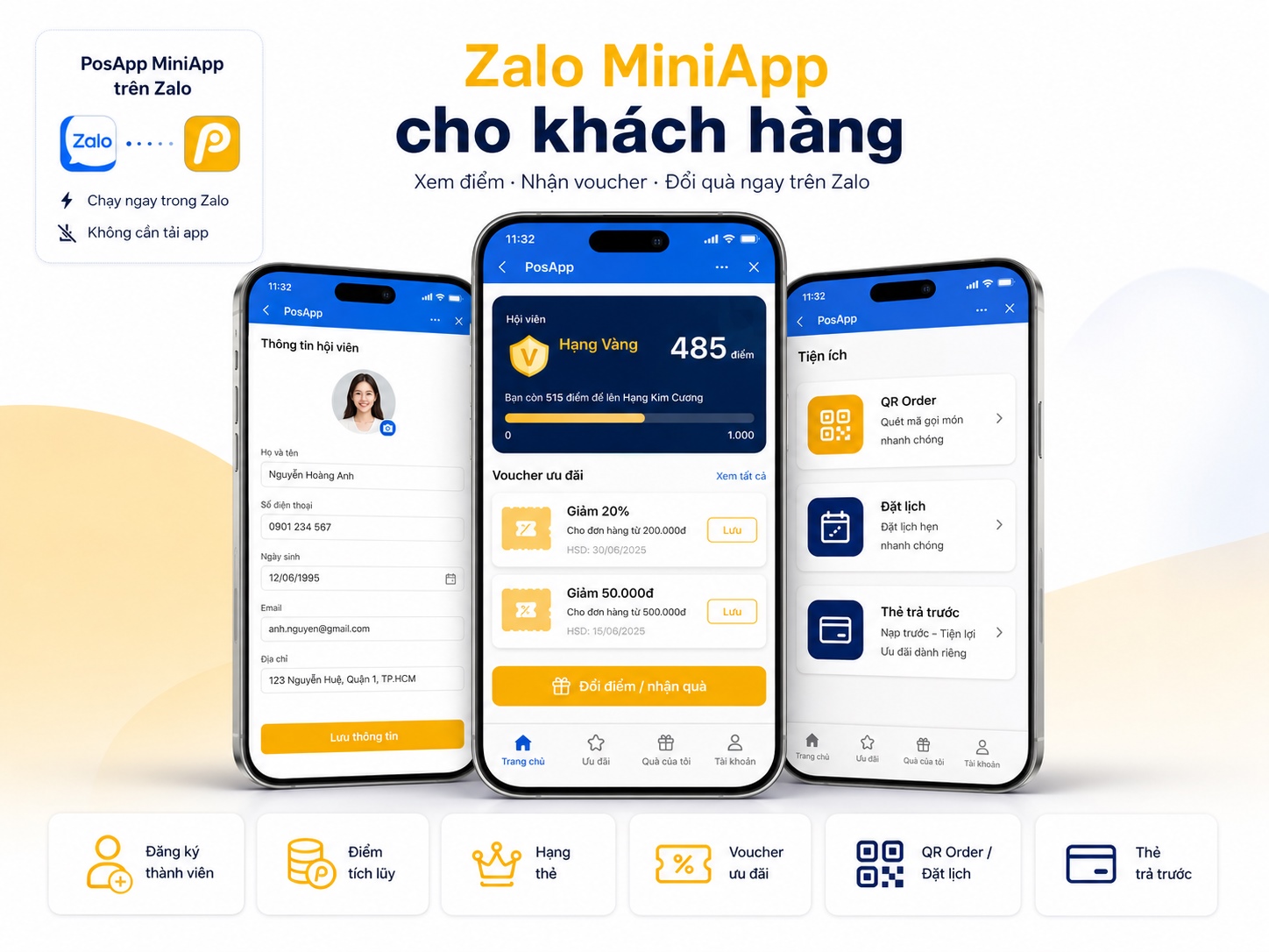 Tổng quan các tính năng dành cho khách hàng trên Zalo Mini App PosApp