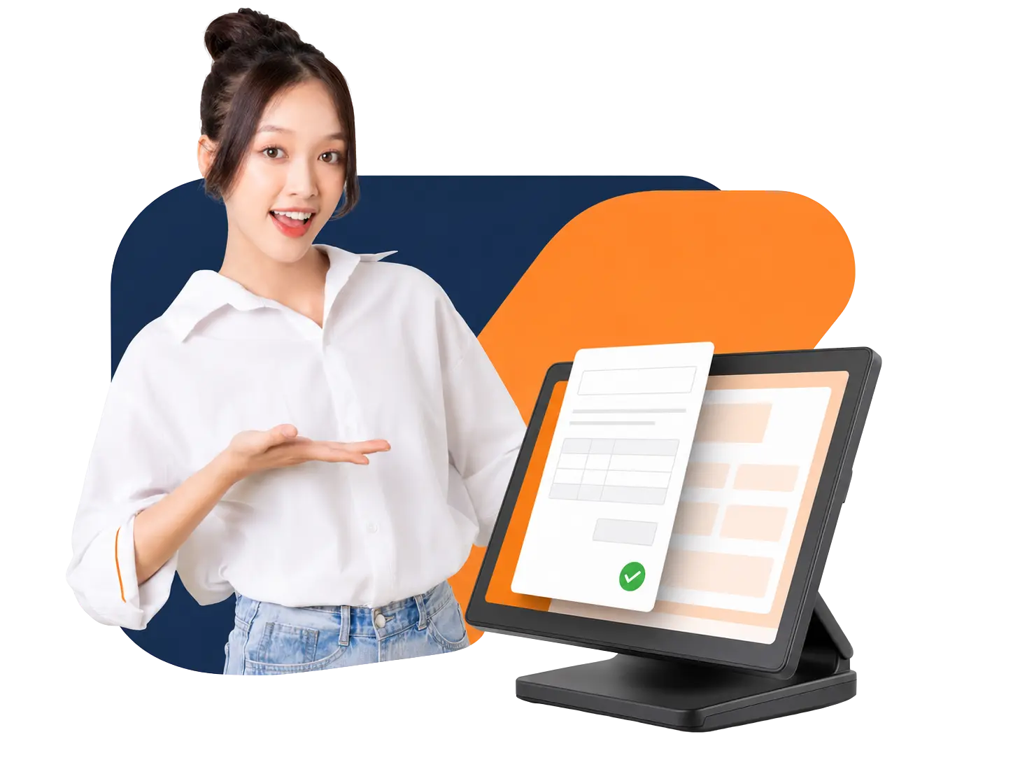 Chủ cửa hàng thao tác hóa đơn điện tử trên thiết bị bán hàng PosApp