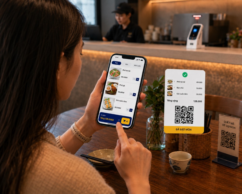 Khách nhận mã QR đơn hàng từ Web Order hoặc Zalo Mini App