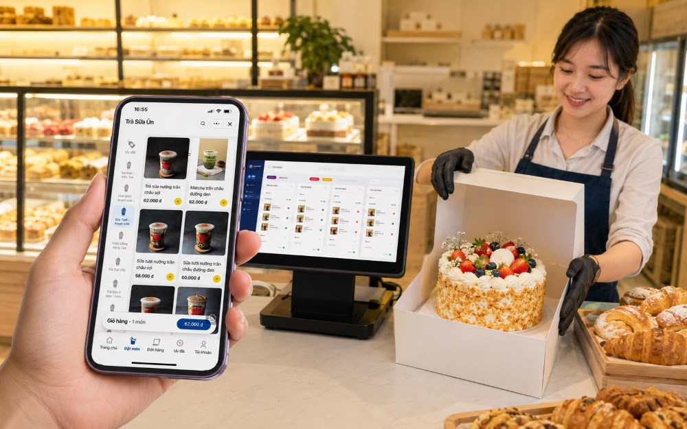 Khách đặt bánh online và chọn thời gian tới cửa hàng nhận