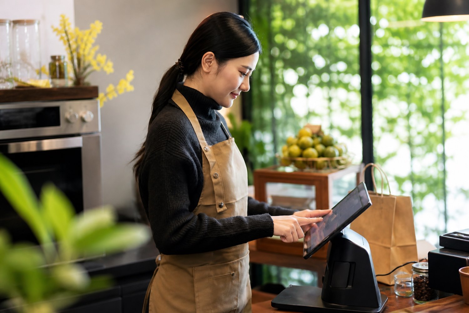 Nhân viên nhà hàng sử dụng Web Order và phần mềm PosApp để tiếp nhận đơn