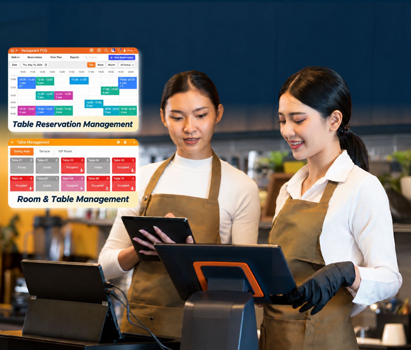 Visual Floor Plan and Table Management Screen